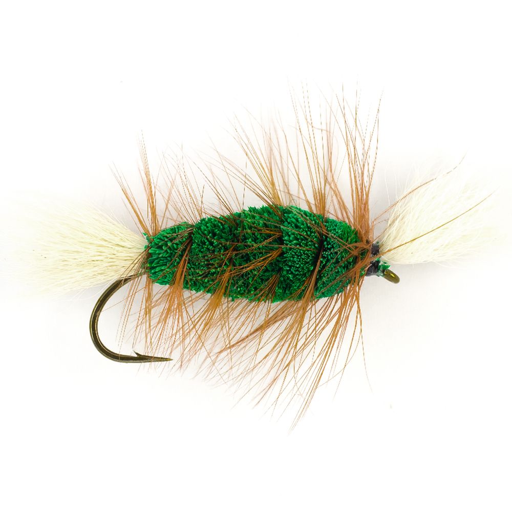Мушка SF Green-White Tail-Brown Hackle Cigar Bomber (#4 (Bronze/Partridge CS42))