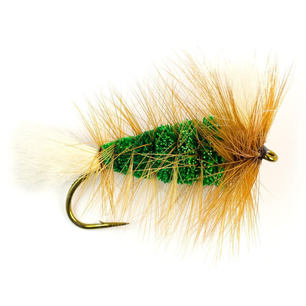 Мушка SF Green-White Tail-Brown Hackle Wulff Bomber (#6 (Bronze/Partridge CS42))