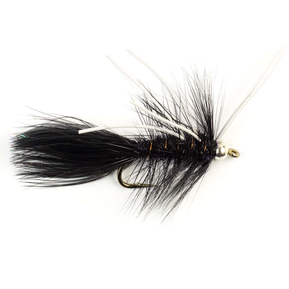 Мушка SF Wooly Bugger Black w. White Barred Rubberlegs Brass Beadhead