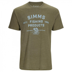 Футболка Simms Stacked Logo Bass T-Shirt (Military Heather, XL)