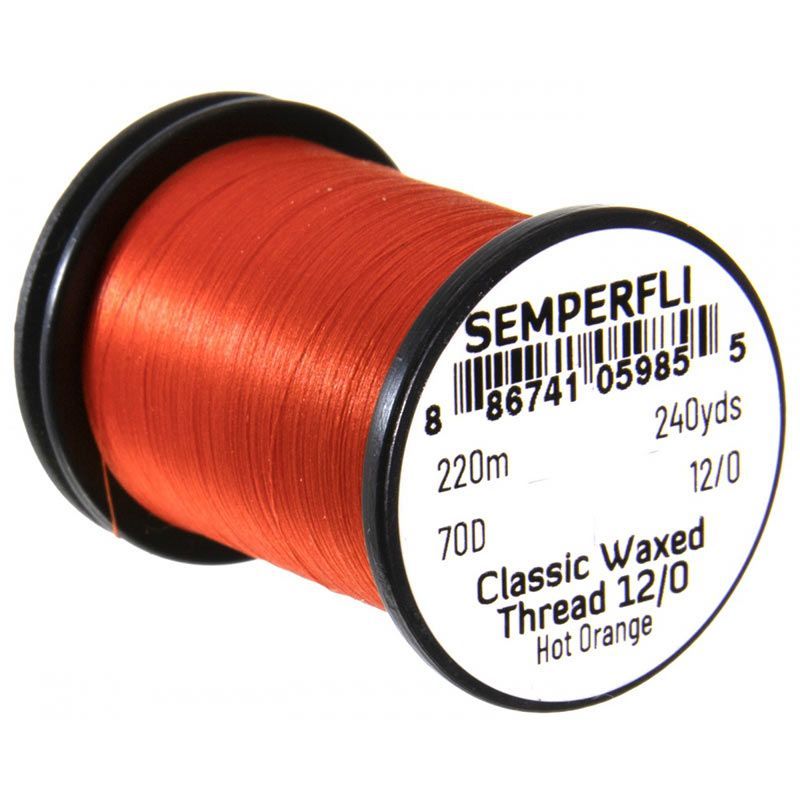Монтажная нить Semperfli Classic Waxed Thread (Hot Orange, 240 Yards, 12/0)