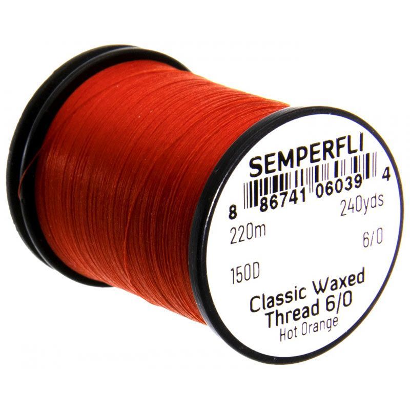 Монтажная нить Semperfli Classic Waxed Thread (Hot Orange, 240 Yards, 6/0)