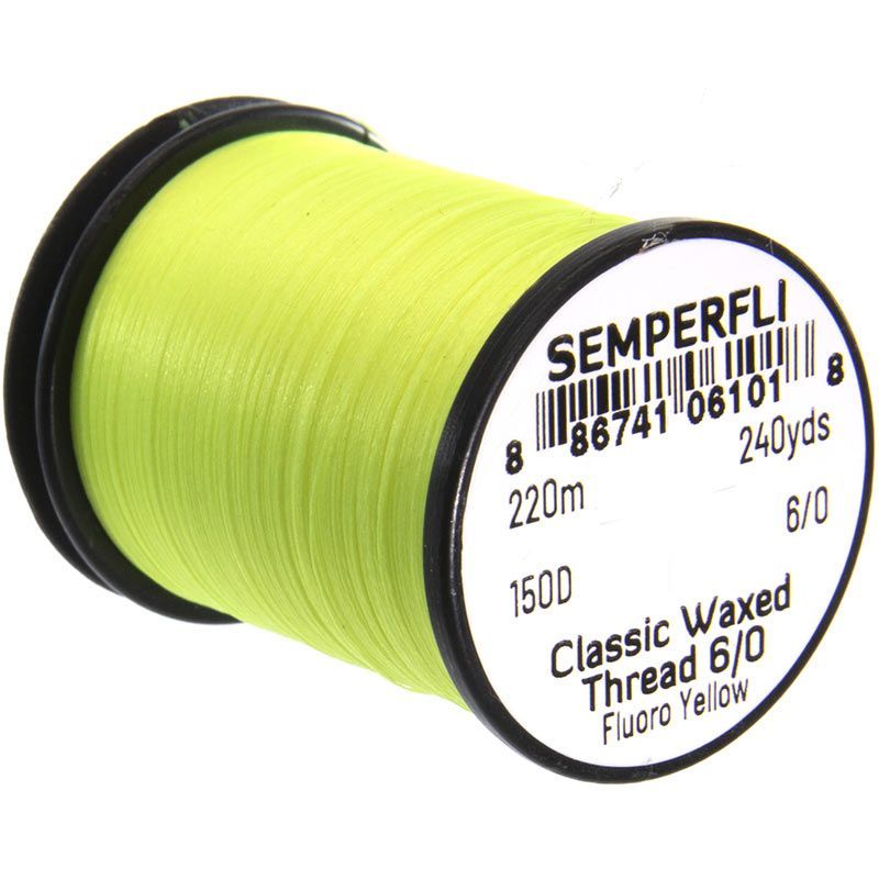 Монтажная нить Semperfli Classic Waxed Thread (Fluoro Yellow, 240 Yards, 6/0)