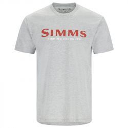 Футболка Simms Logo T-Shirt (Grey Heather - Crimson, XL)