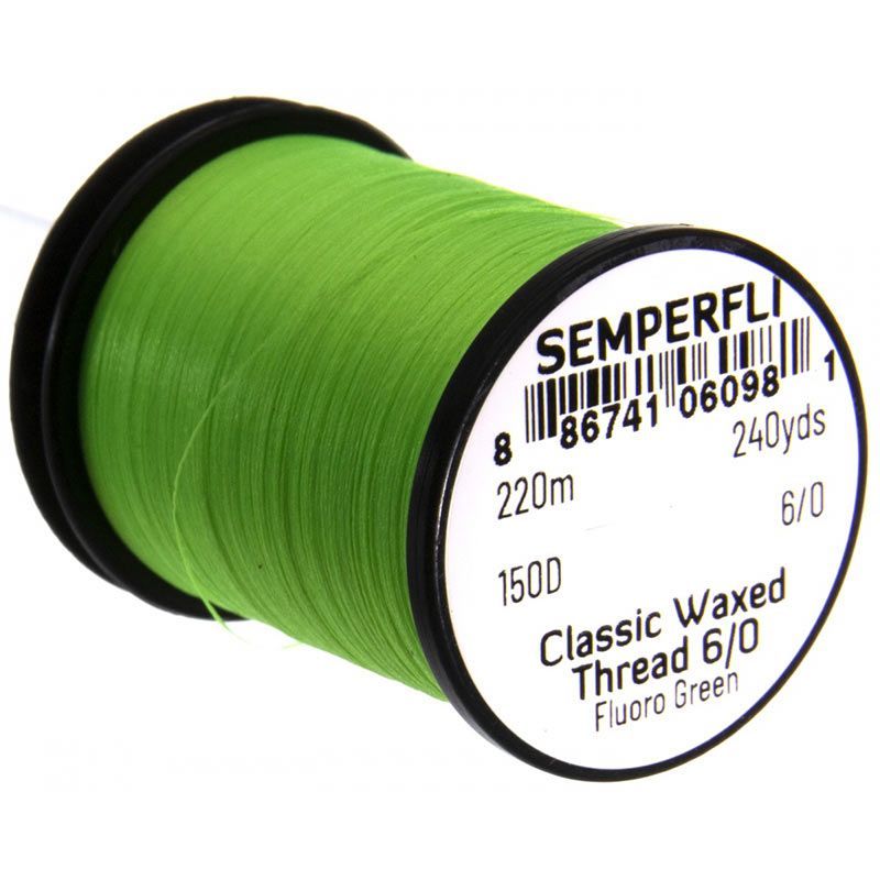 Монтажная нить Semperfli Classic Waxed Thread (Fluoro Green, 240 Yards, 6/0)
