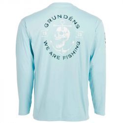 Футболка Grundens Tech Tee LS Shirt (Anchor Down Print  Aquatic, M)